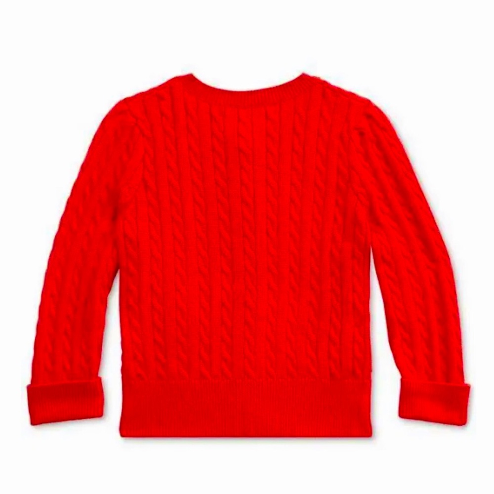 Ralph Lauren Baby Cable Knit Cardigan Button Front Knit Sweater Red 3mos Holiday - Picture 2 of 8